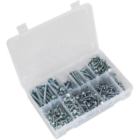 Sealey Self-Drilling Screw Assortment 410pc Hex Head Zinc AB061SDH (1/4)