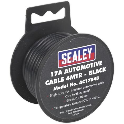 Sealey Automotive Cable Thick Wall 17A 4m Black AC1704B