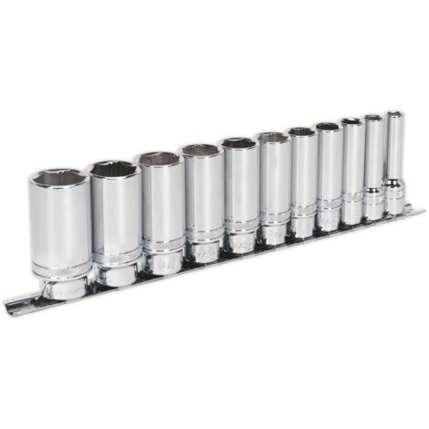 Sealey Premier Imperial Deep Lock-On&trade Socket Set 3/8""Sq Drive 11pc AK2743