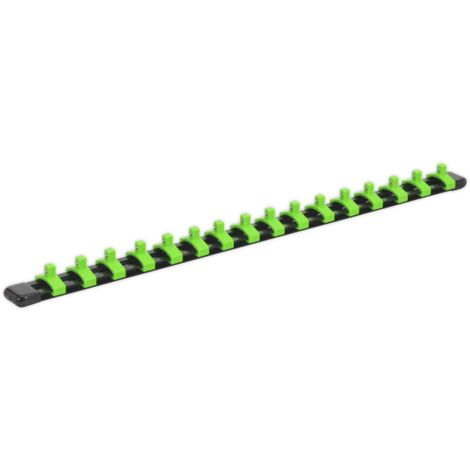 Sealey Socket Retaining Rail with 16 Clips 1/4""Sq Drive Hi-Vis Green AK27052HV (1/5)
