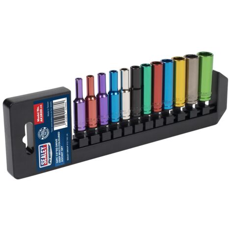 Sealey AK282D Premier Deep Multi-Coloured Socket Set 1/4""Sq Drive 12pc