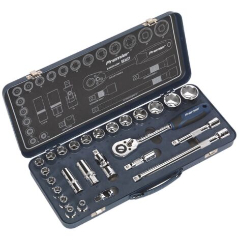 Sealey Metric Socket Set 26pc 1/2""Sq Drive Lock On 6pt Standard Length AK27482