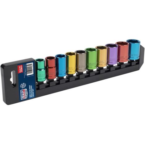 Sealey AK288 Premier Multi-Coloured Socket Set 1/2""Sq Drive 10pc