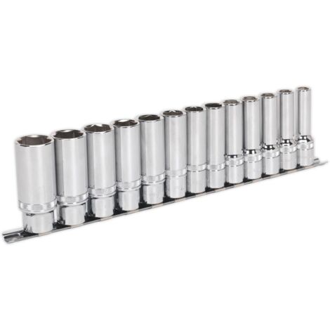 Sealey Metric Socket Set 13pc 1/2""Sq Drive Deep Lock On 6pt AK2745