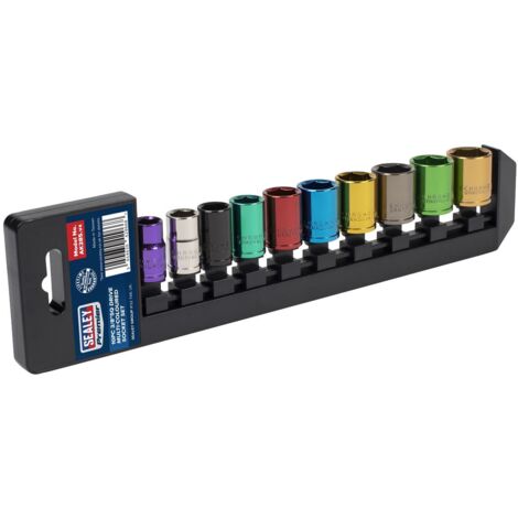Sealey AK285 Premier Multi-Coloured Socket Set 3/8""Sq Drive 10pc