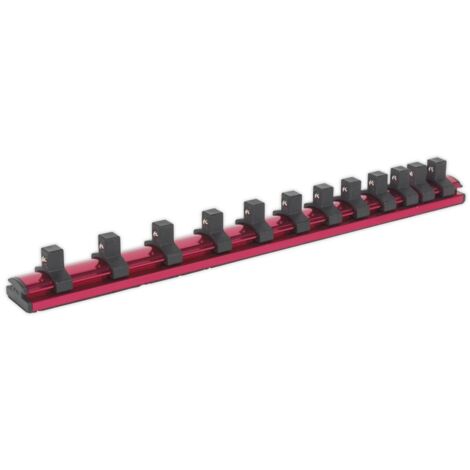 Sealey Magnetic Socket Retaining Rail 3/8""Sq Drive 12 Clips AK27083