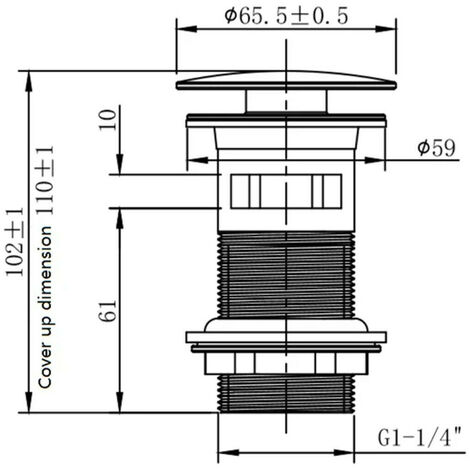 Brushed Brass Slotted Basin Sink Waste Adjustable 1 1/4 Metal Backnut