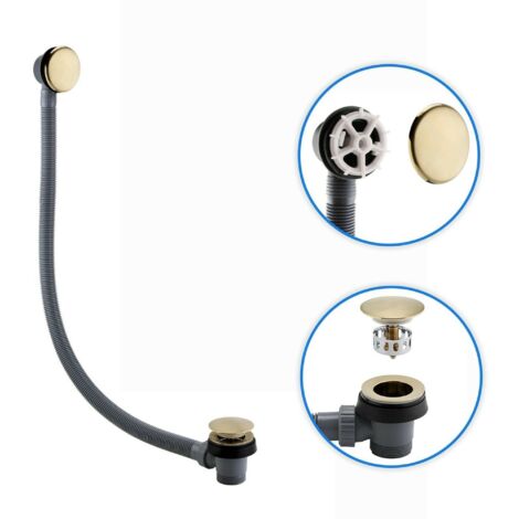 Brushed Brass Easy Clean Click Clack Bath Waste Bath Bathroom Overflow Pipe