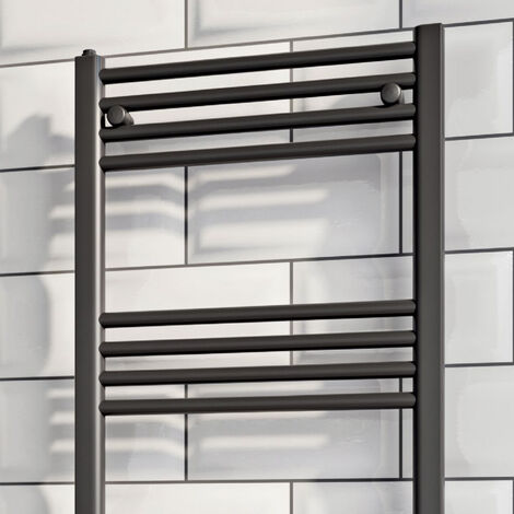 1600mm x 500mm Straight Heated Towel Rail Ladder Radiator - Matt Black