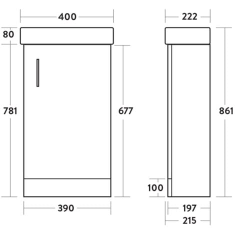 400mm Bathroom Basin Sink Vanity Unit Furniture Cabinet Soft Close - White