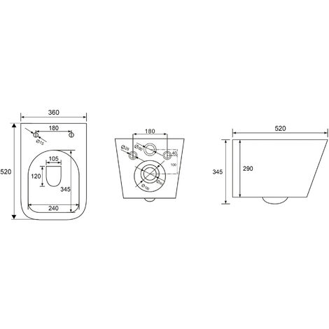 Black Square Hidden Fixation Rimless Wall Hung Toilet Pan & GROHE 0.82m Concealed WC Cistern Frame