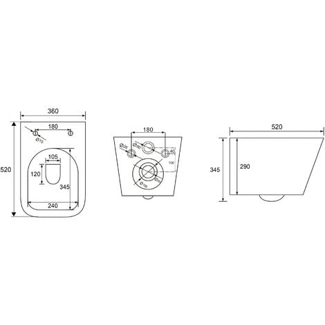 Square Gloss White Hidden Fixation Rimless Wall Hung Toilet Pan & GROHE 0.82m Concealed WC Cistern Frame