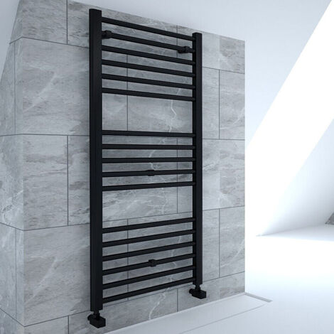 1400mm x 600mm Straight Heated Towel Rail Ladder Radiator - Matt Black
