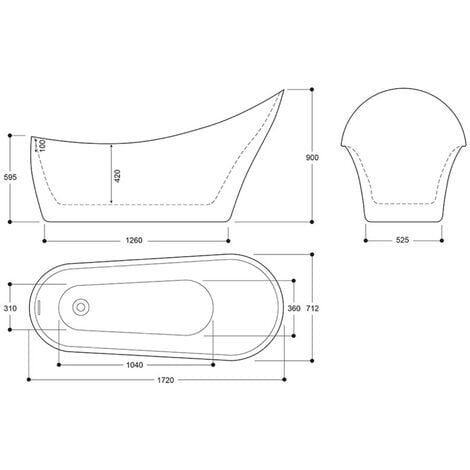 Luxury Freestanding Slipper Bathtub 1720x712 - Silver