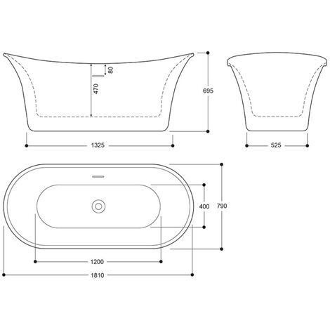 Luxury Freestanding Bathtub 1805x785 - Silver