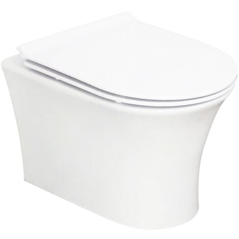D Shape Rimless Wall Hung Toilet with GROHE 0.82m Low Height Concealed Cistern Frame & Flush Plate