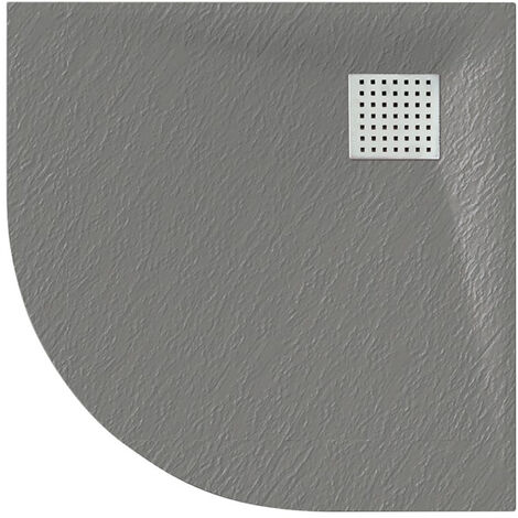 Luxury 800 x 800mm Low Profile Textured Quadrant Shower Tray and Waste - Quad Grey (1/2)