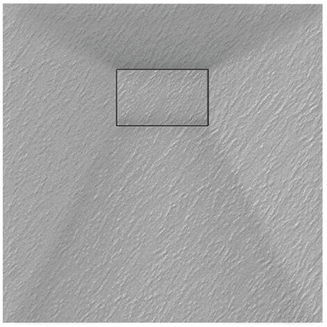 Luxury 800 x 800mm Low Profile Textured Shower Tray and Waste - Square Grey (1/2)