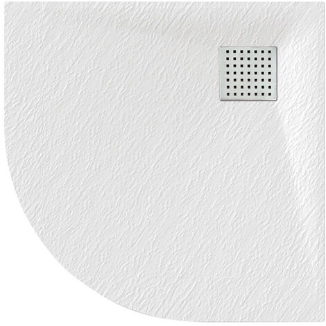 Luxury 900 x 900mm Low Profile Textured Quadrant Shower Tray and Waste - Quad White (1/2)