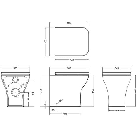 Square Rimless Back to Wall Toilet Pan with Soft Close Seat & Concealed Cistern Brushed Brass Plate Button