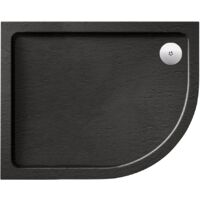 Aquadart Luxury Black Slate Effect Shower Tray - Standard Chrome Waste - Offset Quad - RH - 1200 x 900mm