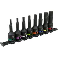 Sealey AK56001 Premier Hex Impact Socket Bit Set 1/2""Sq Drive 8pc