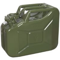 SEALEY JERRY CAN GREEN 10 LITRE METAL FUEL PETROL DIESEL 10L CONTAINER JC10G