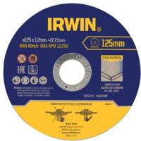 Irwin IW8082106 Metal Cutting Disc – 125mm Diameter x 1.2mm Thickness x 22.2mm Arbor Size, Pack of 10