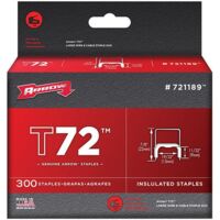 Arrow T72 Clear Insulated Staples, 9 x 15mm (11/32 x 15/32 inches), Pack of 300
