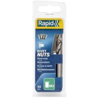 Rapid 5000670 Steel Rivet Nuts M3 (Pack 20 + Free Drill Bit) RPD5000670