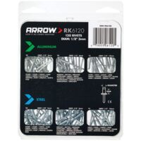 Arrow RK6120 Multi-Size Aluminum Rivet Pack – 120 Pieces