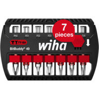 Wiha BitBuddy bit set, 7 pcs. I TY bit 49 mm I PH, PZ, TORX 1/4" E6.3 I Accessories for screwing applications I Suitable for Impact screwdrivers (42116)