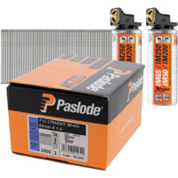 Paslode 64mm IM65 Galvanised Straight Brads 2000 2 x Fuel Cells PAS921592