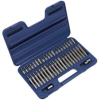 Sealey Torx Star Hex & Spline Bit Set 42pc 3/8"" & 1/2""D 30mm & 75mm Long AK219
