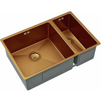 Copper 1.5 Bowl Inset or Undermounted Stainless Steel Kitchen Sink & Wastes - Copper