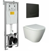 RAK Wall Hung Toilet Rimless Pan & Seat, Concealed Cistern Support Frame WC Unit