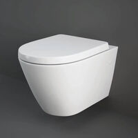 ECO Rimless Toilet Pan, Seat & GEBERIT Concealed Cistern Frame WC Unit - Gloss Brass Flush Plate