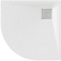 Luxury 900 x 900mm Low Profile Textured Quadrant Shower Tray and Waste - Quad White