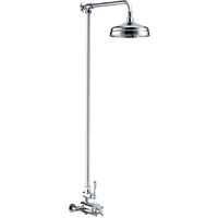 Traditional Overhead Thermostatic Rigid Riser Shower Kit with Single Fixed Head - Chrome