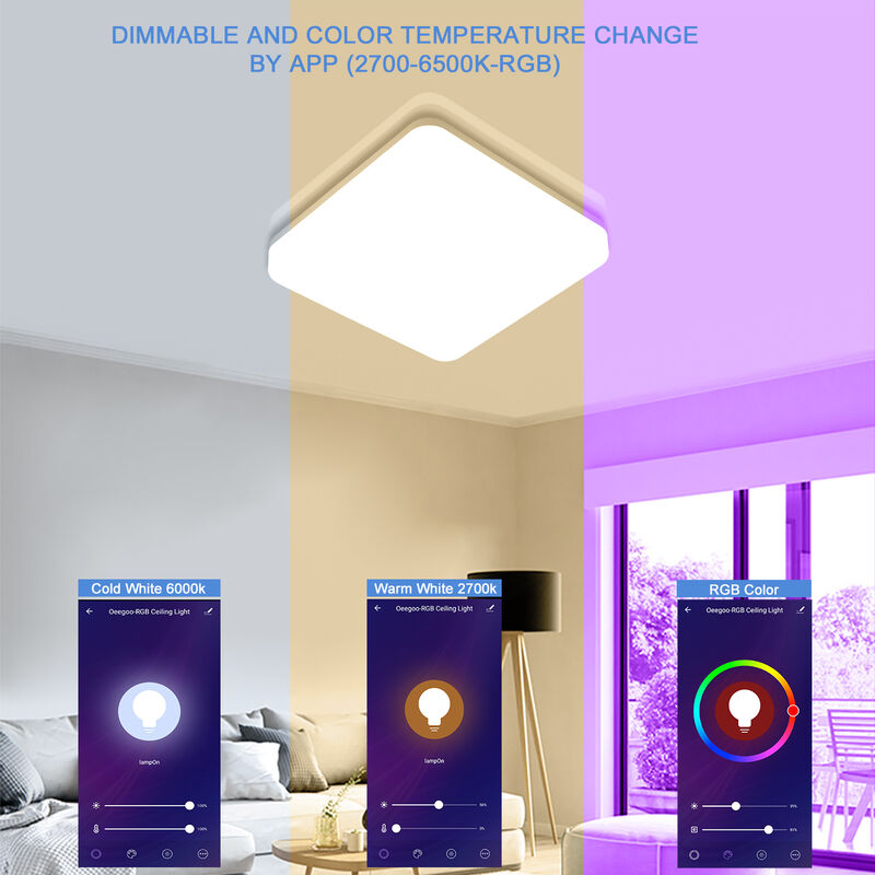 24W LED Deckenleuchte Deckenlampe Smart WIFI Alexa/Google Assistant Dimmbar 