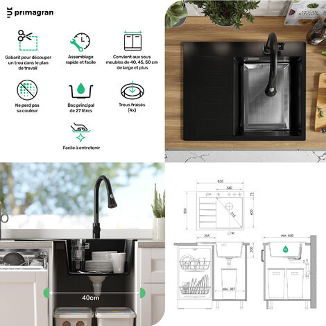 Mitigeur d'évier de cuisine traditionnel de couleur Graphite