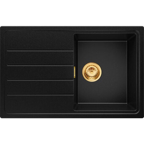 Evier Multifonction Noir en Granit, 76 x 47 cm, Evier 1 bac + Kit de  Vidange + Accessoires, Évier à Encastrer de Primagran