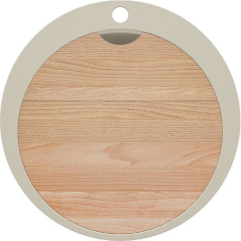 PRIMAGRAN Evier cuisine Granit Rond 53x53cm,Evier 1 bac + Kit de Vidage + Planche à Découper, Lavabo Cuisine au meuble 50cm - Pise Max, Beige