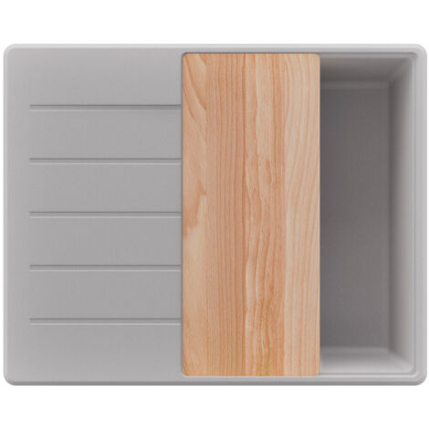 PRIMAGRAN Evier Cuisine en Granit 62x50cm,Lavabo 1 bac + Kit de Vidage + Planche à Découper, Évier à Encastrer au meuble 45cm - Copenhague, Gris