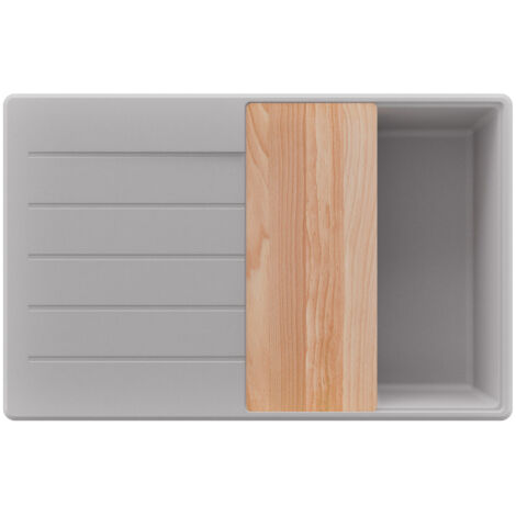 PRIMAGRAN Evier Cuisine en Granit 78x50cm,Lavabo 1 bac + Kit de Vidage + Planche à Découper, Évier à Encastrer au meuble 50cm - Copenhague, Gris