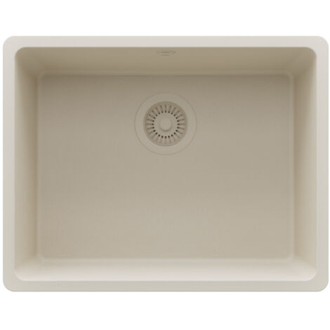 PRIMAGRAN Evier Sous Plan 56x44cm,Evier en Granit 1 bac + Kit de Vidage, Évier au meuble 60cm - Venise Easy, Beige (1/5)