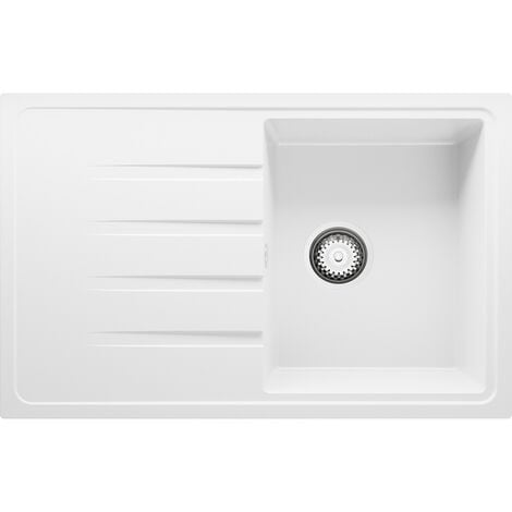 Aquamarin® évier en granit - avec 1 bac et égouttoir, set : kit de vidange  et robinet, 56.9 x 44.9 cm, à encastrer ou sous plan, noir - évier de  cuisine, équipement de cuisine - Conforama