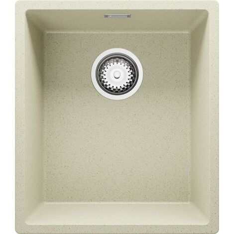 Evier Cuisine en Granit 41x47 cm Lavabo 1 bac + Siphon Classique, Évier à Encastrer de Primagran, Beige
