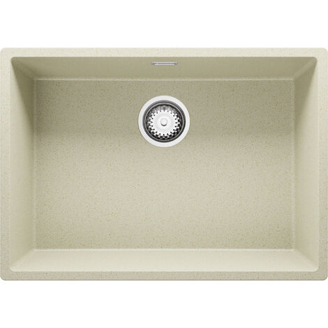 Evier Cuisine en Granit 66x47 cm Lavabo 1 bac + Siphon Classique, Évier à Encastrer de Primagran, Beige
