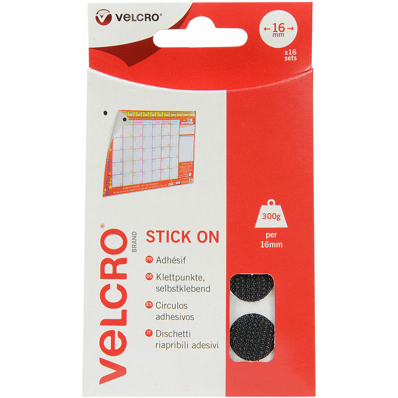 VELCRO® Brand VEL-EC60228 Stick On Coins 16mm x 16 Sets - Black